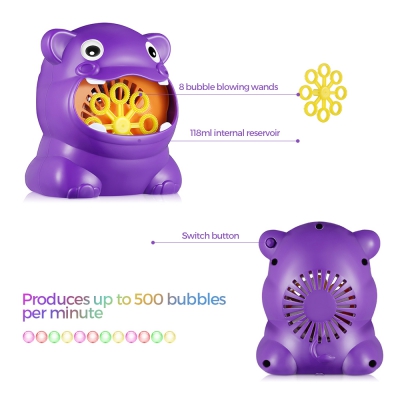 011 Hippo-shape Full Automatic Bubble Machine Children Toy for Boys and Girls