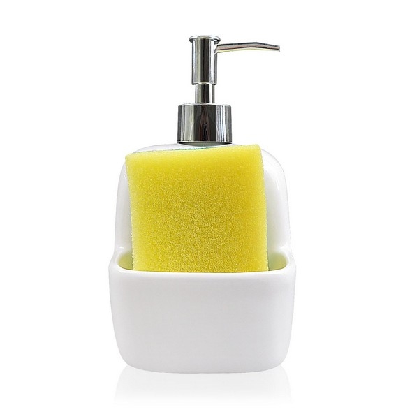 2-in-1 Soap Dispenser for the Kitchen Sink Ceramic (9,4 x 17,8 x 10,5 cm)