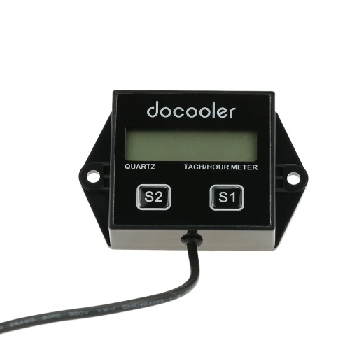 Docooler Digital Engine Tach Tachometer Hour Meter Gauge Resettable Inductive for Racing Motorcycle