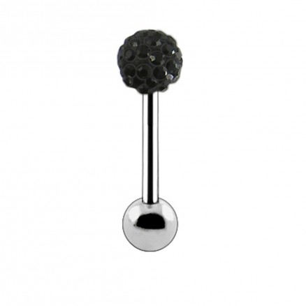 Tongue Barbell with Crystal ball