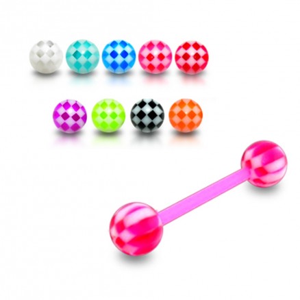 Red UV Tongue Barbell with Logo UV balls