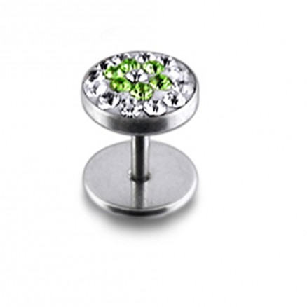 Green And White Crystal Stone SS Ear Stud Earring