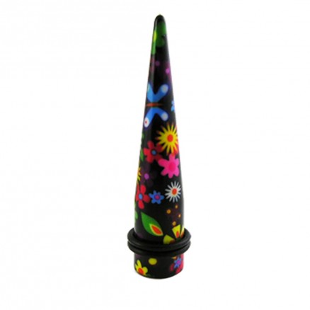 Colorful Flowers Straight Ear Expander