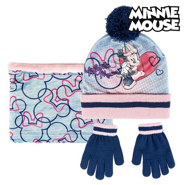 Hat, Gloves and Neck Warmer Minnie Mouse 74326 Grey (3 Pcs)