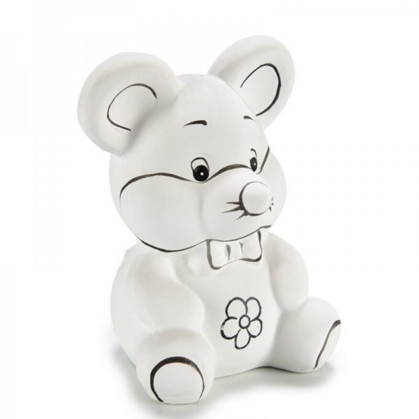 Money box Mouse White PVC Ceramic felt-tip pens (10 x 13 x 8,5 cm) (8,5 x 12,5 x 10 cm)