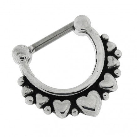 Multiple Hearts Paved Septum Clicker Piercing