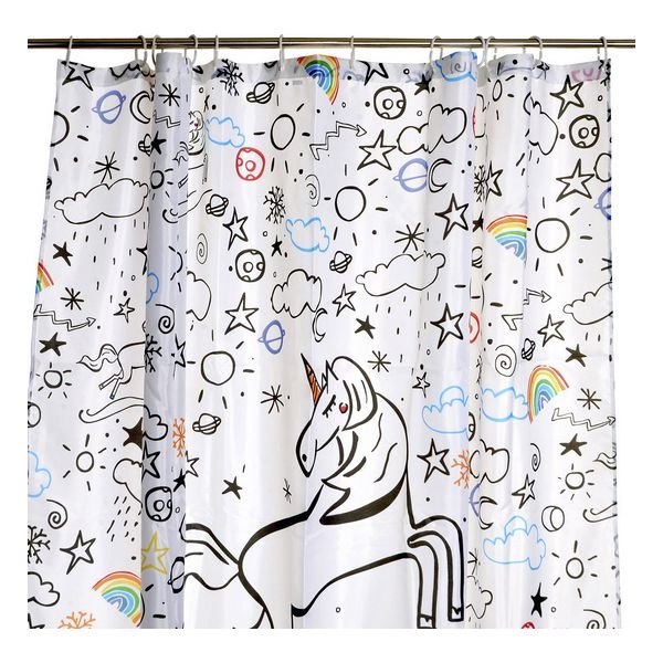 Shower Curtain DKD Home Decor Unicorn Polyester (180 x 200 cm)