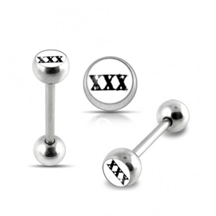 White Triple X Logo Tongue Ring