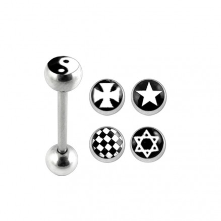 Tongue Barbell with 4 Free Star Logo Ball