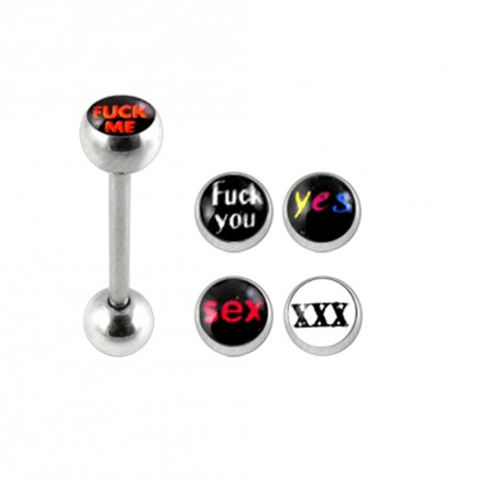 Tongue Barbell with 4 Free XXX Logo Ball