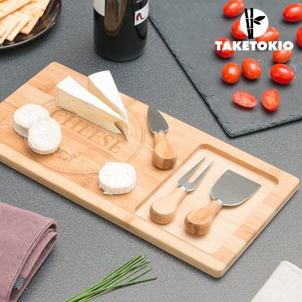 TakeTokio Bamboo Cheese Board with Knives (4 pieces)