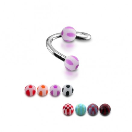 316 Surgical Steel Twisted Pink And White Eyebrow Barbell