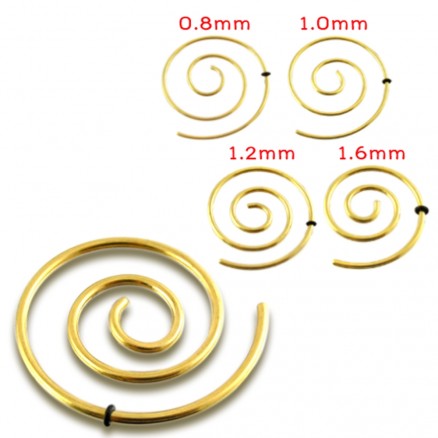 Anodized Spiral Ear Plug Body Jewelry In Gold Color