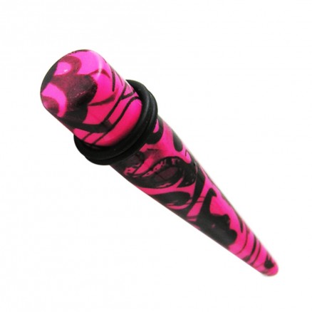 UV Pink And Black Color Straight Ear Taper Plug ZER473