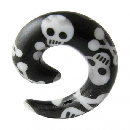 Spiral Hand Painted Skull Ear Expander Body Jewelry