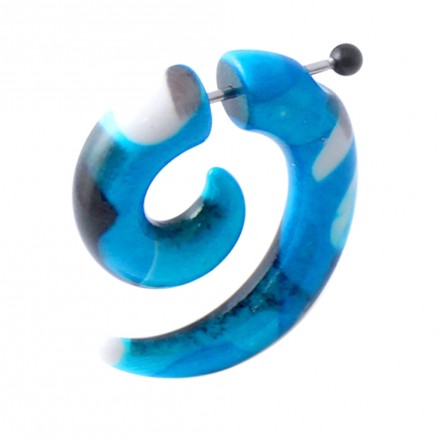 Black and Blue Spiral Fake UV Ear Taper