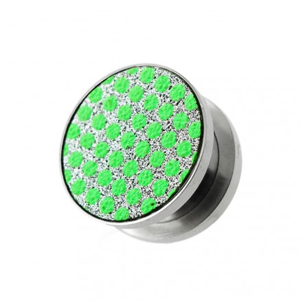 Green Dots on White Glitter Ear tunnel gauges