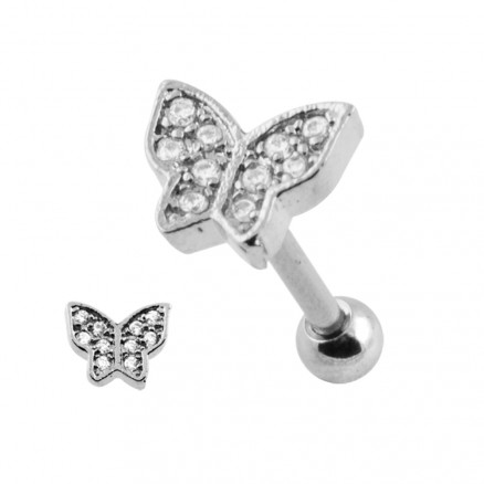 Micro Setting Jeweled Butterfly Tragus Piercing