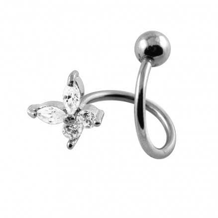 Crystal Butterfly Twisted Barbell