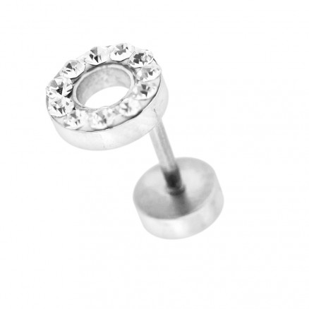 Multi Jeweled 8 mm Flat Disc with Hole Invisible Fake Ear Plug