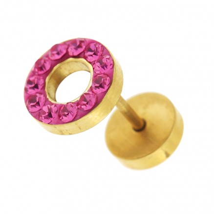Multi Jeweled 10 mm Gold PVD Flat Disc with Hole Invisible Ear Plug
