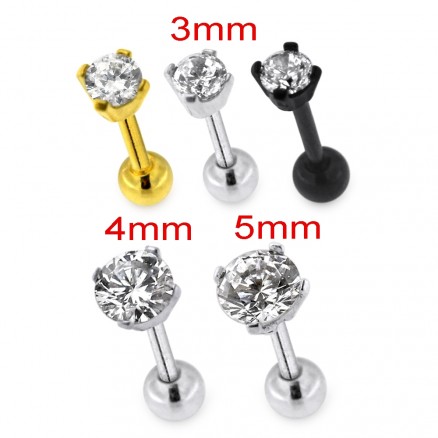 Round Jeweled Cartilage Helix Tragus Piercing Ear Stud