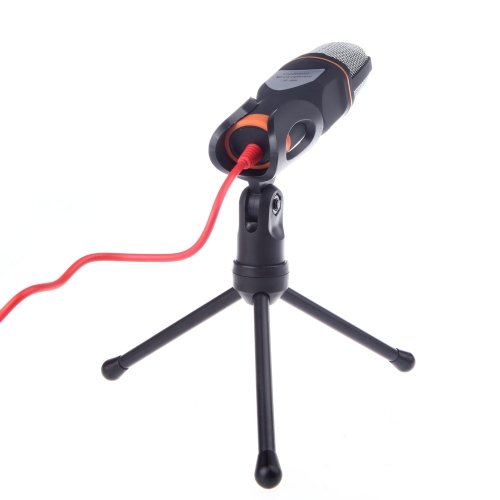 Mic Wired Condenser Microphone with Holder Clip for Chatting Singing Karaoke PC Laptop Black